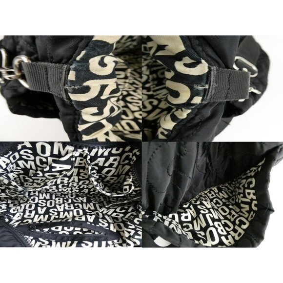Marc By Marc Jacobs Black Quilted Nylon Tote Bag With Adjustable Strap & Printed - Picture 12 of 13